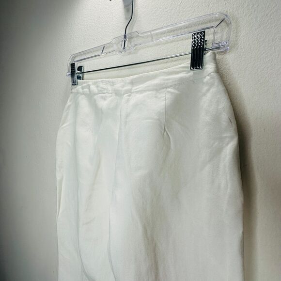 Kate Hill Petit White Linen High-Rise Flat Front Side Pockets Dress Pants 2P - Picture 6 of 14